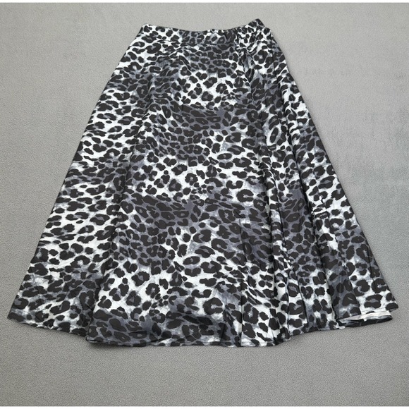 S.Deer Skirt L Womens Gray Black White Leopard Print Elastic Waist Mesh High - Picture 2 of 9
